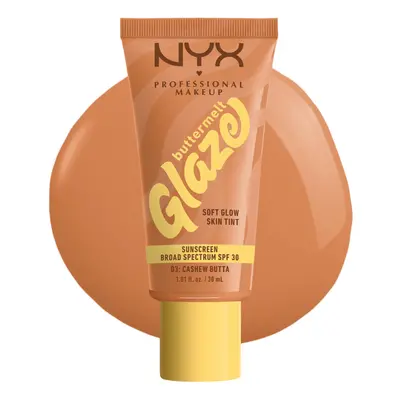 NYX PROFESSIONAL MAKEUP Buttermelt Glaze Soft Glow Skin Tint + SPF 30, Up To 12HR Wear, Cashew B