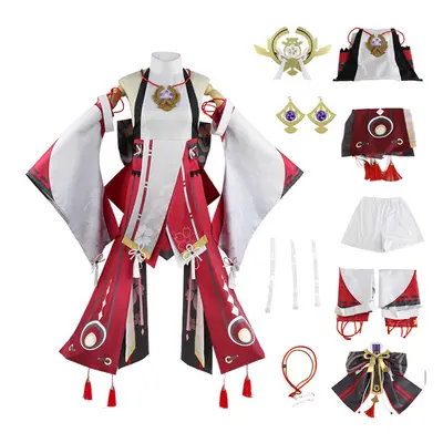 (RoseRed, S) Genshin Impact Cosplay Yae Miko Guuji Yae Costume Full Set Party Uniform