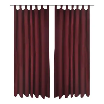 vidaXL 2x Micro-Satin Curtains with Loops Bordeaux Window Drape Covering Blind