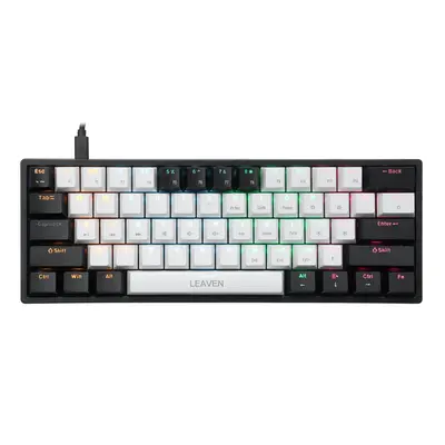 (Black & White, Red Switch) Mechanical Keyboard Keys PBT Translucent Dual-Color Injection Keycap