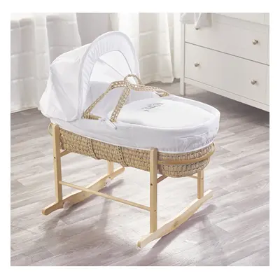 Sleepy Little Owl Palm Moses Basket with Rocking Stand Natural