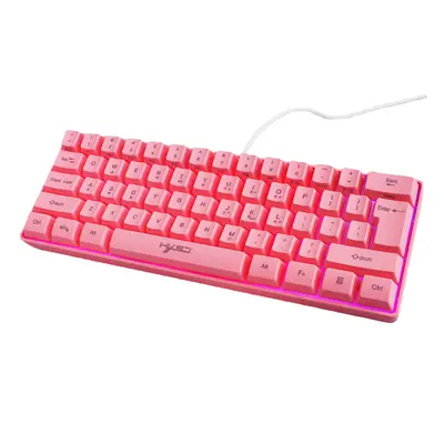 (Pink) Wired Keyboard Keys USB Wired RGB Backlit Gaming Keyboard for Office Gamers