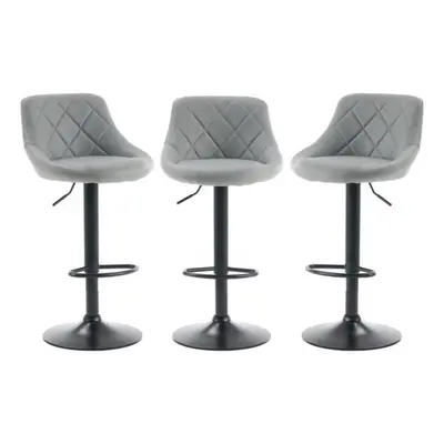 (GREY) Set of Bar Stools, Faux Leather , swivel, height adjustable