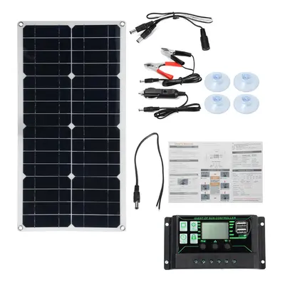 (100A) 250W Max Portable Solar Panel Kit Dual DC USB Charger Kit Single Crystal Semi-flexible So