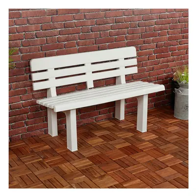 (White) Seater Plastic Garden Bench Outdoor Furniture