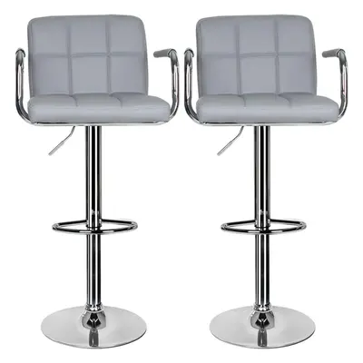 (Grey) pcs Bar Stool,Leather Kitchen Bar Stool Swivel Gas Lift