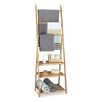 (Modern) Bamboo Towel Rack, Folding, Small Clothes Stand, Shelves Towel Rails