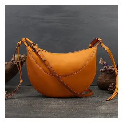 (yellow) Johnature Genuine Leather Fashion Crossbody Bags For Women Versatile Natural Soft Cowhi