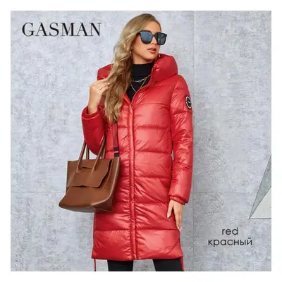 (red, XXL) Gasman Women&apos;s Winter Down Jacket Long Classic Design Zipper Breasted Belt Pocke