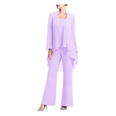 (lavender, M) Womens Pieces Chiffon Mother Of The Bride Pants Suits For Wedding Guest Formal Eve