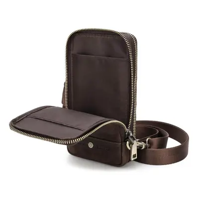 (coffee) Small Crossbody Bag For Men Genuine Leather Shoulder Sling Bag With Card Holder Waist P