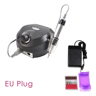 (black, 220V(EU Plug)) Electric Manicure Drill 35000rpm Nail Drill For Nail Polish Remover Pedic