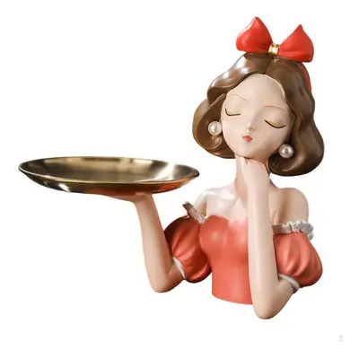 (orange) Princess Figurine Key Bowl Storage Tray Candy Modern Art Stylish Sundries Container