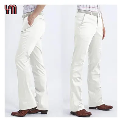 (white, 33) Men Bell Bottom Pants 60s 70s Vintage Bell-bottoms Flare Formal Dress Trousers Wide 