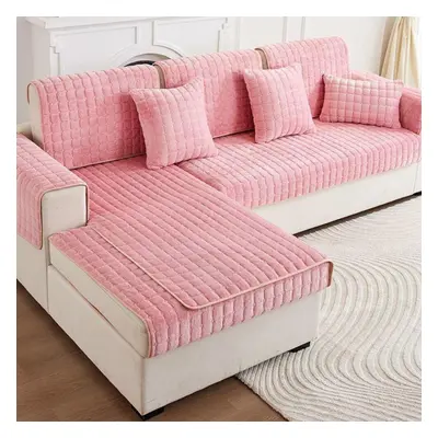 (pink, 110x210cm) Plush Sofa Covers Sofa Cushion Universal Slipcover Four Seasons Non-slip Winte