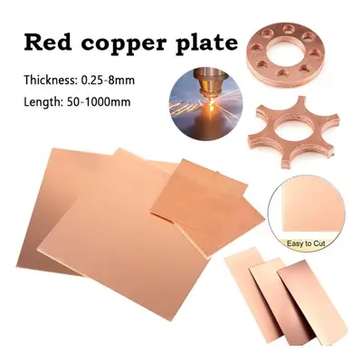 (6x100x200mm) 1pcs Thickness 0.25-8mm Length 50-1000mm 99.9% Purity Copper Metal Plate