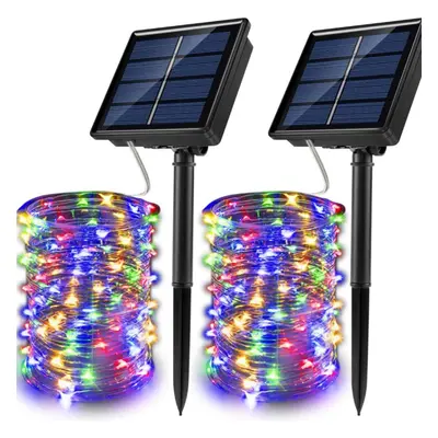 (multicolor, 2Pack-20M 200LED) Led Outdoor Solar String Lights Fairy Holiday Christmas For Chris