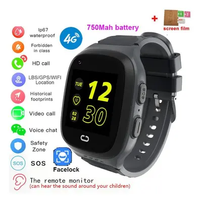 (black) 4g Kids Smart Watch With Wifi Sos Gps Tracker Video Call Hd Touch Screen Ip67 Waterproof