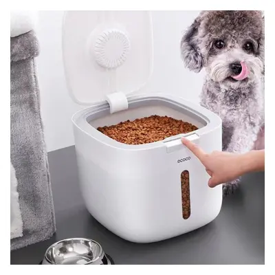 (grey, 9-10L) Pet Dog Food Storage Container Dry Cat Food Box Bag Moisture Proof Seal Airtight W