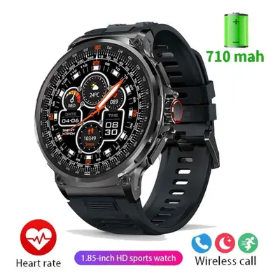 (Black, Silicone band) New 1.85-inch ultra HD smartwatch, GPS track HD Bluetooth call mah large 