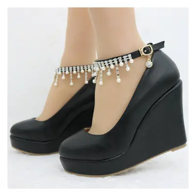 (black, 39) Fashion Platform Wedges Pumps Shoes For Women Spring Wedges Heels Women Wedding Shoe