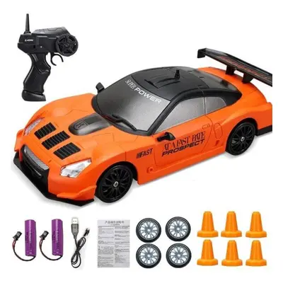 (Orange) 2.4G High speed Drift Rc Car 4WD Toy Remote Control AE86 Model GTR Vehicle Car RC Racin