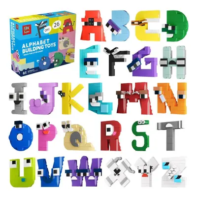 (green) Gobricks Style English Alphabet Building Blocks Set Education Letters Lore (a-z) Bricks 