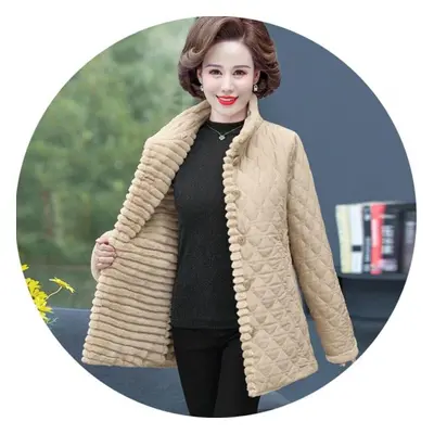 (khaki, XXXL) Women Winter Tops Big Size Mother Clothes Plus Large Female Parka Thick Warm Coats