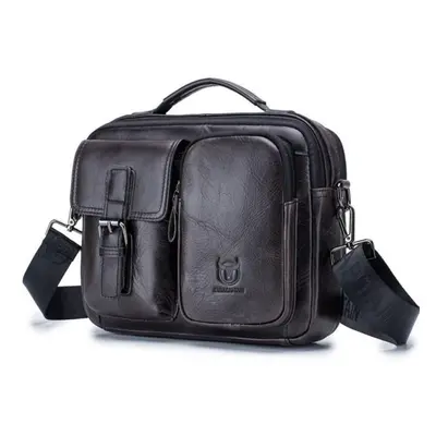 (black) Mens Vintage Fashion Genuine Leather Sling Bag Casual Large Capacity Detachable Strap On