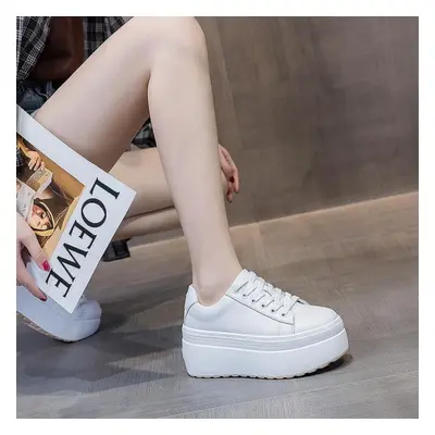 (white, 36) Fujin Super High Heel Platform Women Casual Shoes Chunky Sneakers Sport Running Shoe