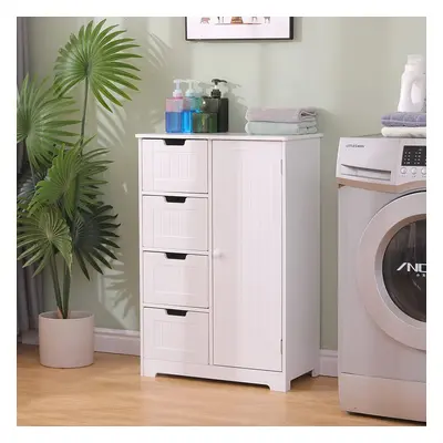 Bathroom Cabinet Bedroom Dresser Nursery Storage Cupboard 4-Drawer Plus Door