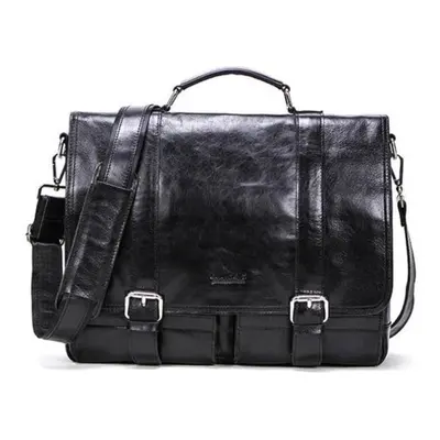 (black) Contact&apos;s Men&apos;s Briefcase Genuine Leather Business Handbag