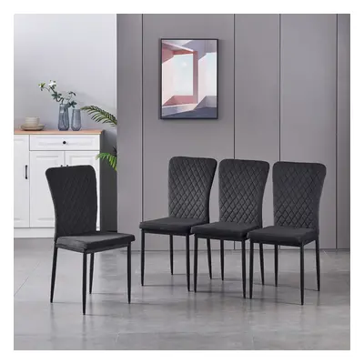 (Black(velvet), pcs) 4/6 Dining Chairs High Back Velvet/PU Office