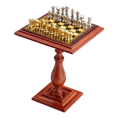 Miniature Chess Set and Table Magnet Chess Pieces 1:12 Accessories Parts For Doll House