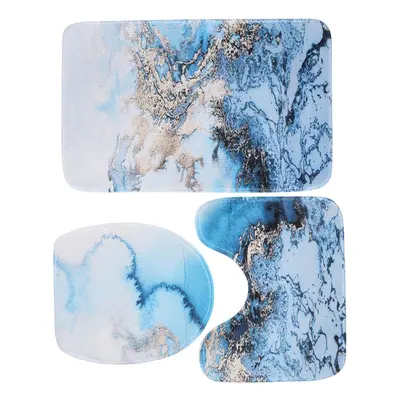 (Type F) 3PCS Marble Toilet Floor Door Bathroom Carpet Pedestal Rug Lid Cover Bath