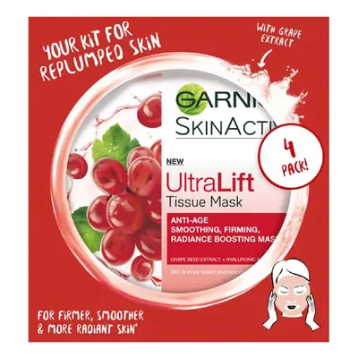 Garnier Ultralift Anti Ageing Tissue Mask, Radiance Boosting Tissue Face Sheet Mask Pack of