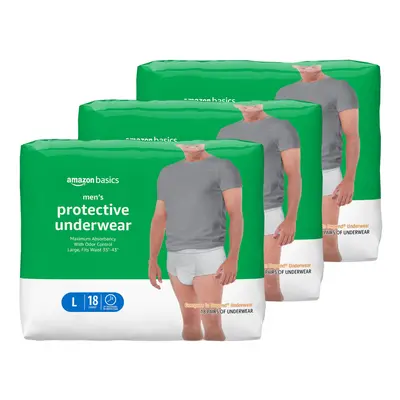 Amazon Basics Men's Protective Underwear Maximum Absorbency Large Count Packs of