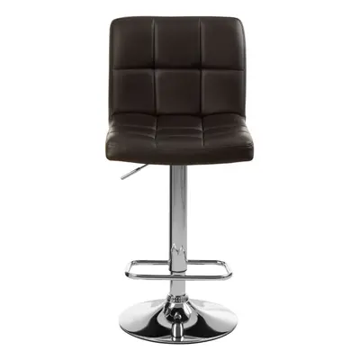 Adjustable Height Quilted Bar Stool With Chrome Base, Comfortable Bar Chair, Sleek Modern Bar St