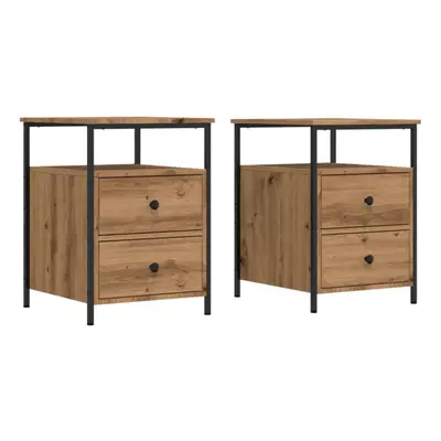 (2 pcs) vidaXL Bedside Cabinet Nightstand Bed Side Table Artisan Oak Engineered Wood