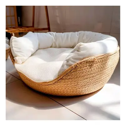 Pet Dog Bed Cat Mats Baskets Kennel House Beds For Cats Sofa Bamboo Weaving Four Season Cozy Do