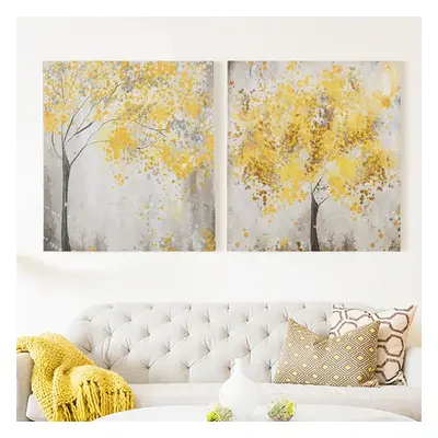 2pcs Frameless Yellow Flower Tres Canvas Pictures 30x30cm Frameless House Living Room Bedthroom 