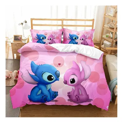 (13, Super-King) Lilo Stitch Bedding Single Double Duvet Cover Cartoon Print Set