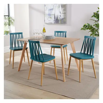 (Teal) Home Source Rayna Table and Lucy Chairs Dining Set