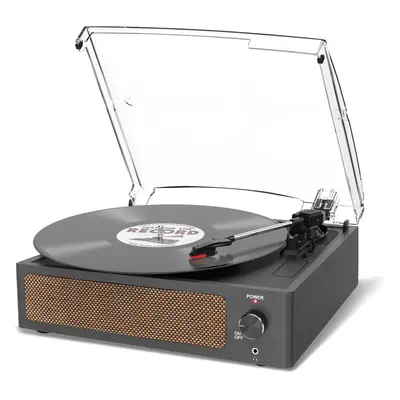 (Retro Black) Vinyl player with built-in speakers, Bluetooth receiver, vintage turntable (suppor