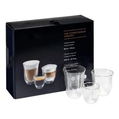 (Single, Transparent) DLSC302 Delonghi Fancy Box 6er Set Thermo Glasses, Clear, 1L