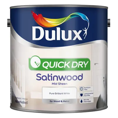 Dulux Quick Dry Satinwood Paint 2.5L - Pure Brilliant White