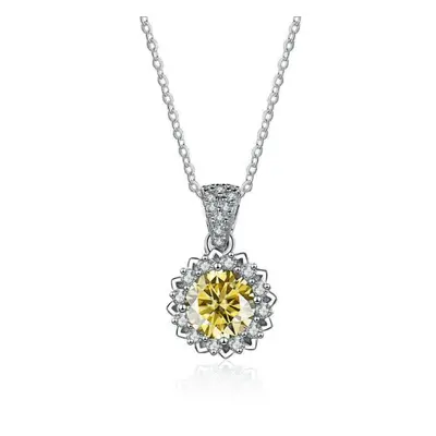 (yellow, 45cm) Bague Ringen Carat Round Vvs D Color Moissanite Necklace Lab Created Diamond Pend