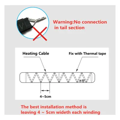 (100M) 100m Pipe Heating Cable 20w/m Self-regulating Heating Tape Snow Melting Drain Water Pipe 