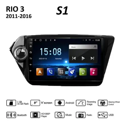 (as the picture, 1+16GB) Car Radio For Kia Rio 2011-2016 Inch Android Carplay Multimedia Video P