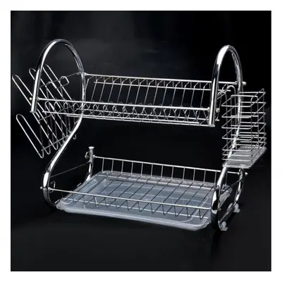 Dish Drying Rack 2-tier Stainless Steel Drainer Kitchen Storage Bowl Holder